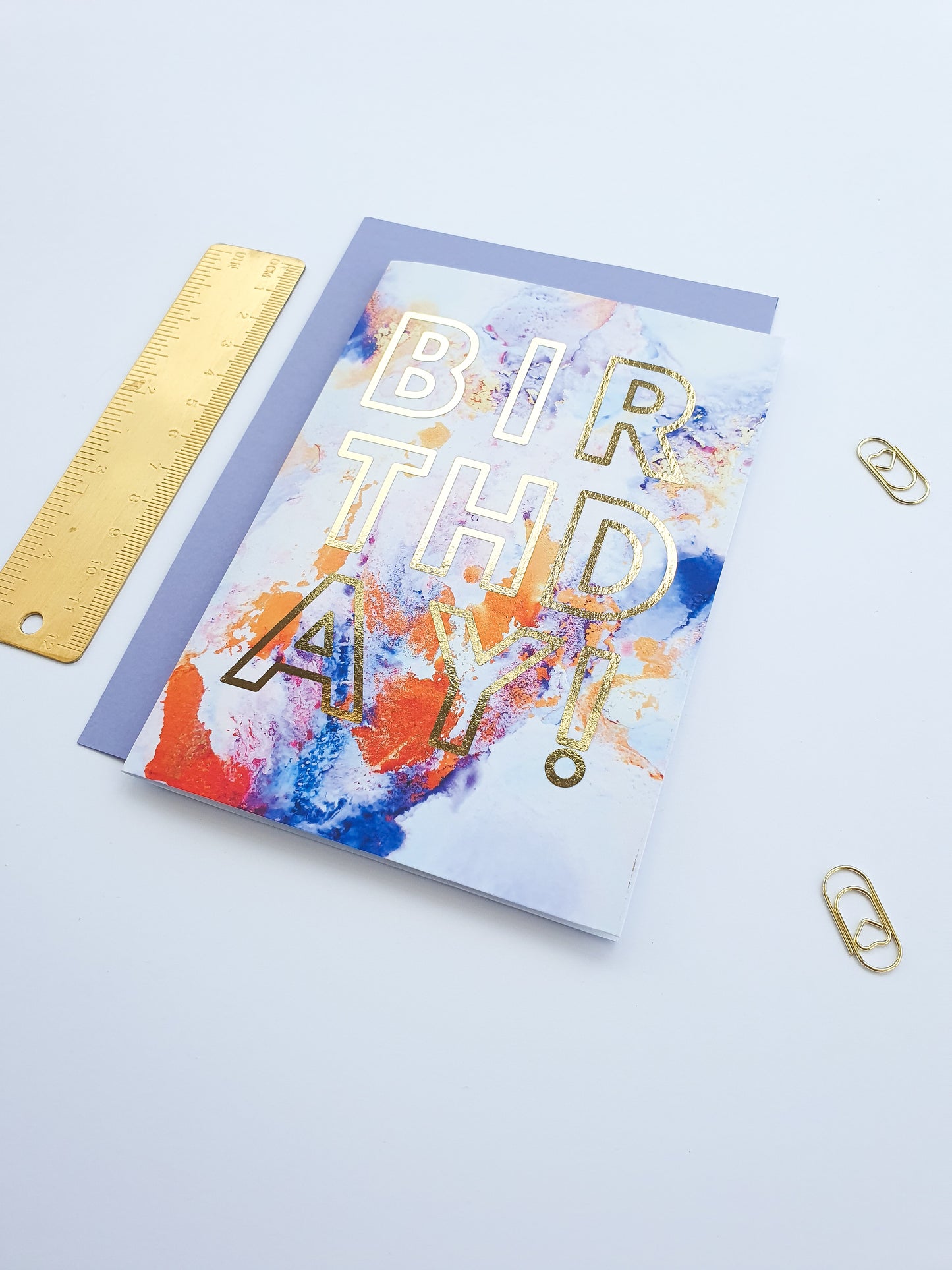 Happy Birthday - Greeting Card - Purple Marble - Gold Foiling - A6