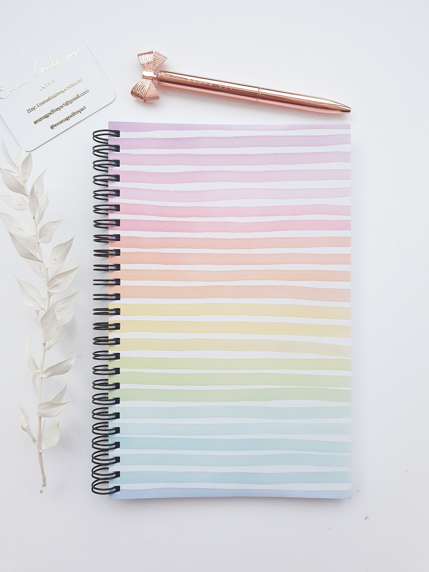 A5 Rainbow Stripe Spiral Bound Notebook