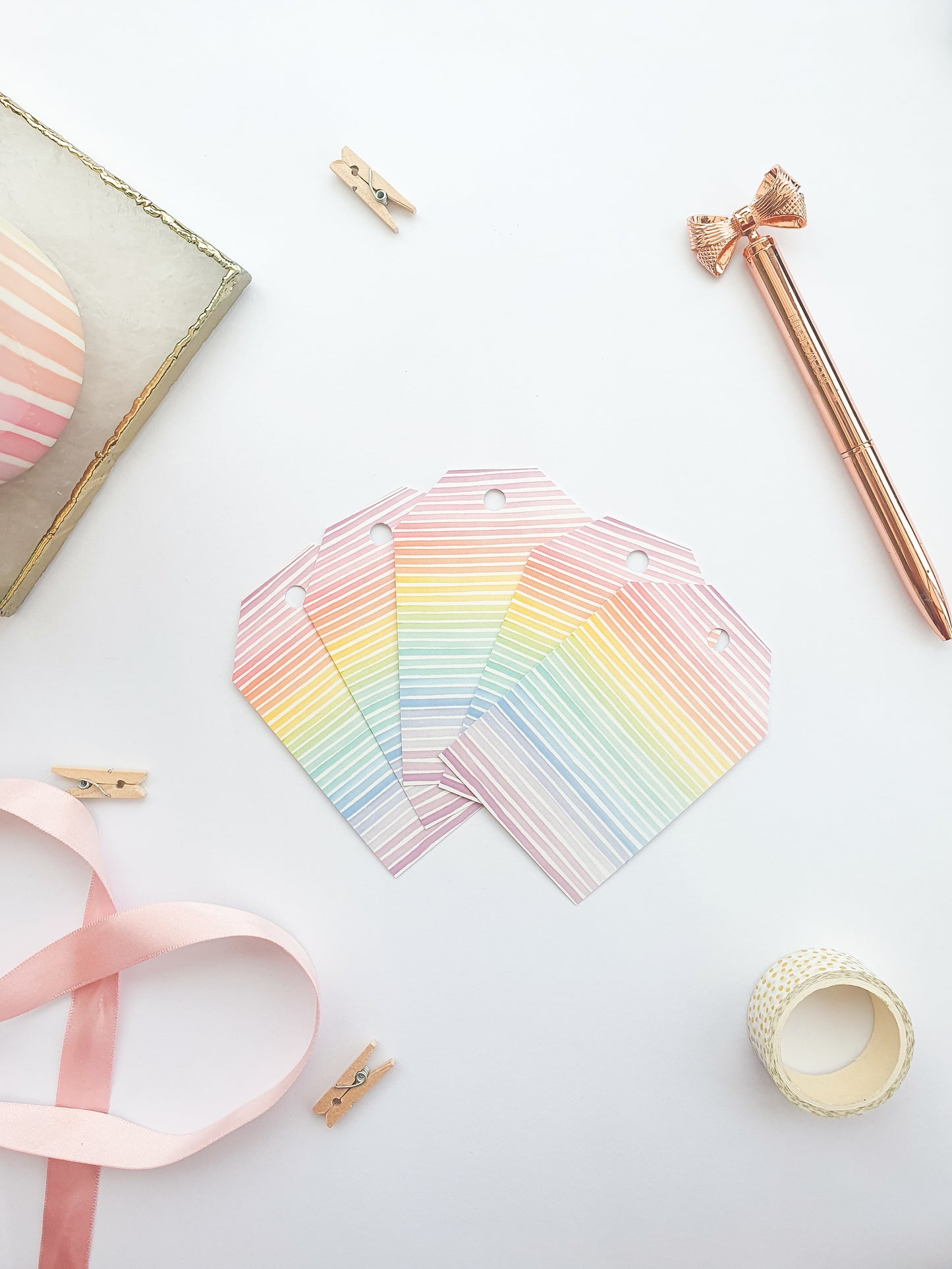 Luxury Rainbow Stripe Gift Tags - Set of 5