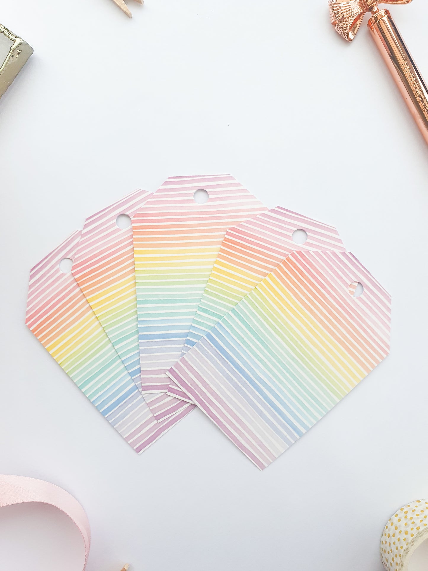 Luxury Rainbow Stripe Gift Tags - Set of 5