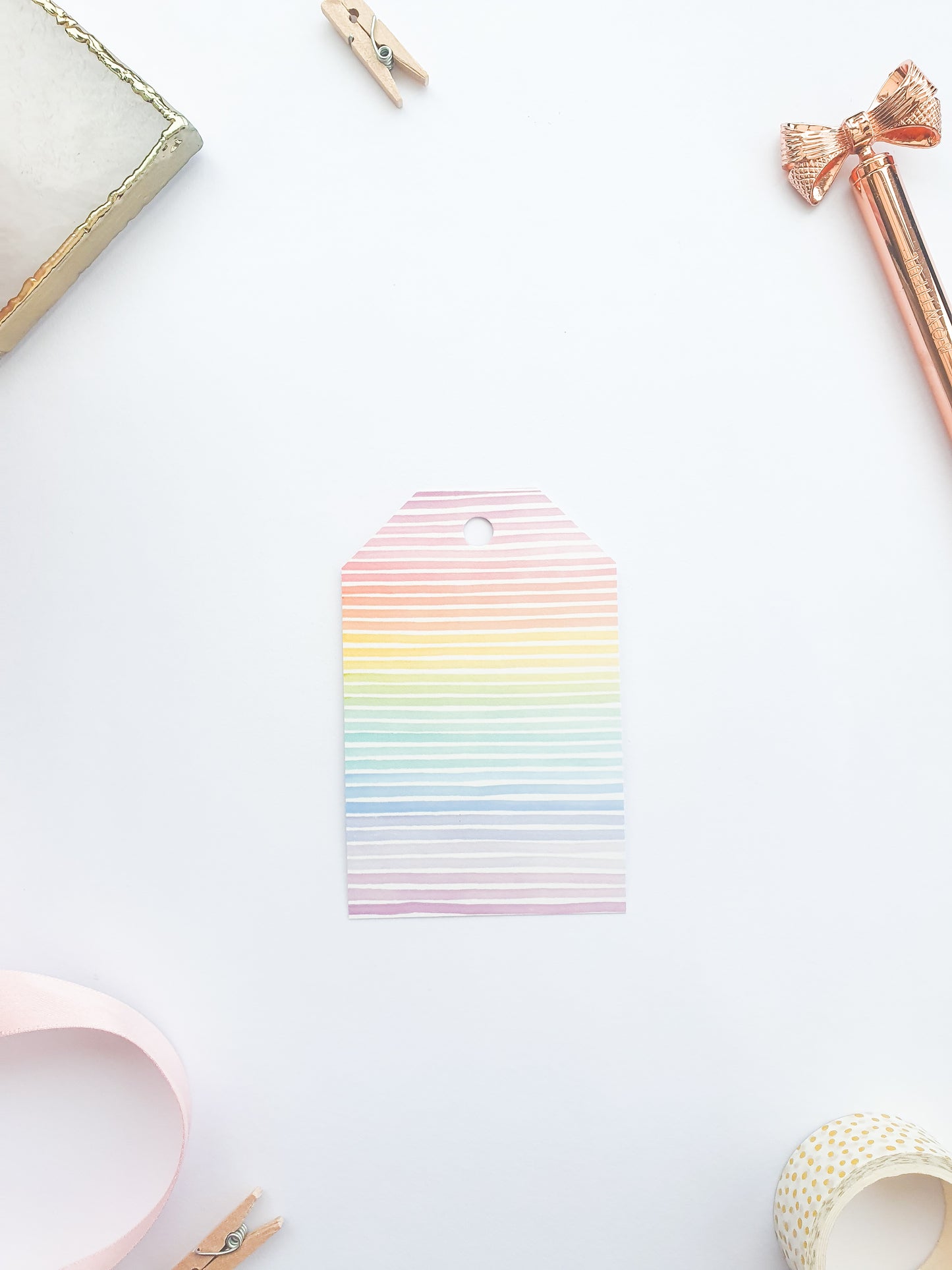 Luxury Rainbow Stripe Gift Tags - Set of 5