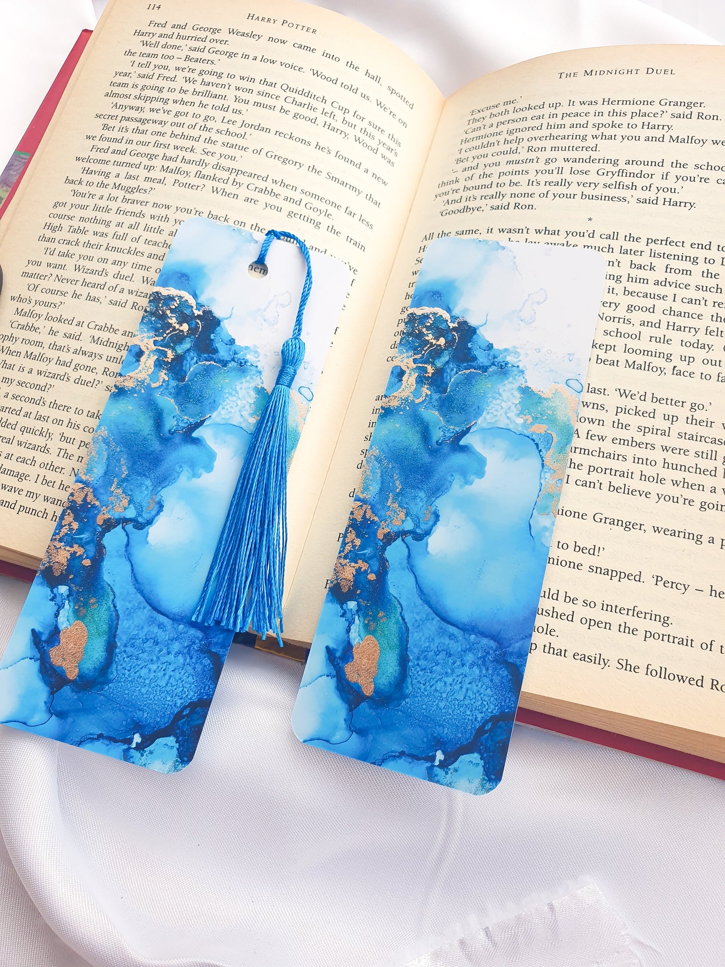 Blue Alcohol Ink bookmark