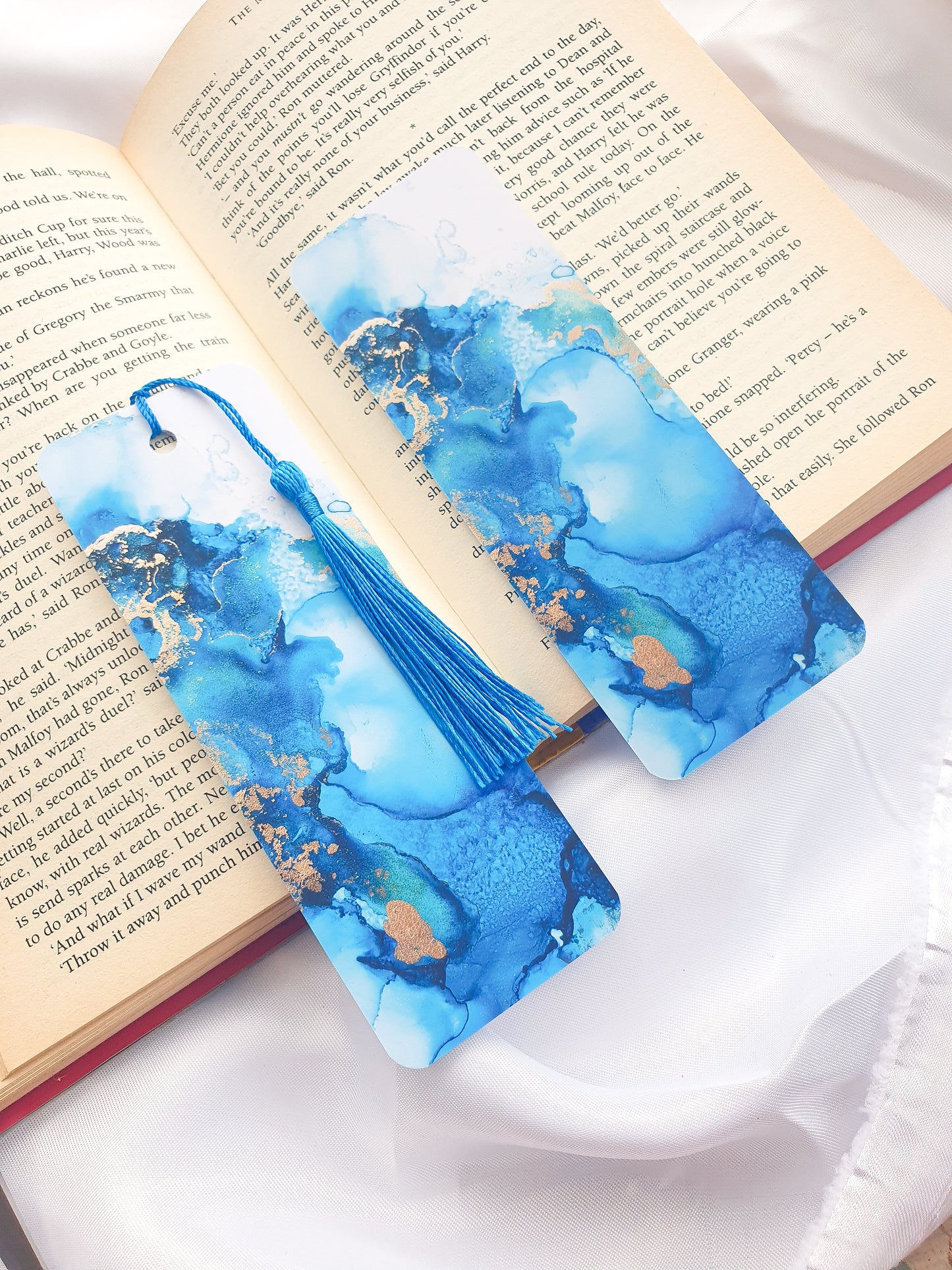 Blue Alcohol Ink bookmark