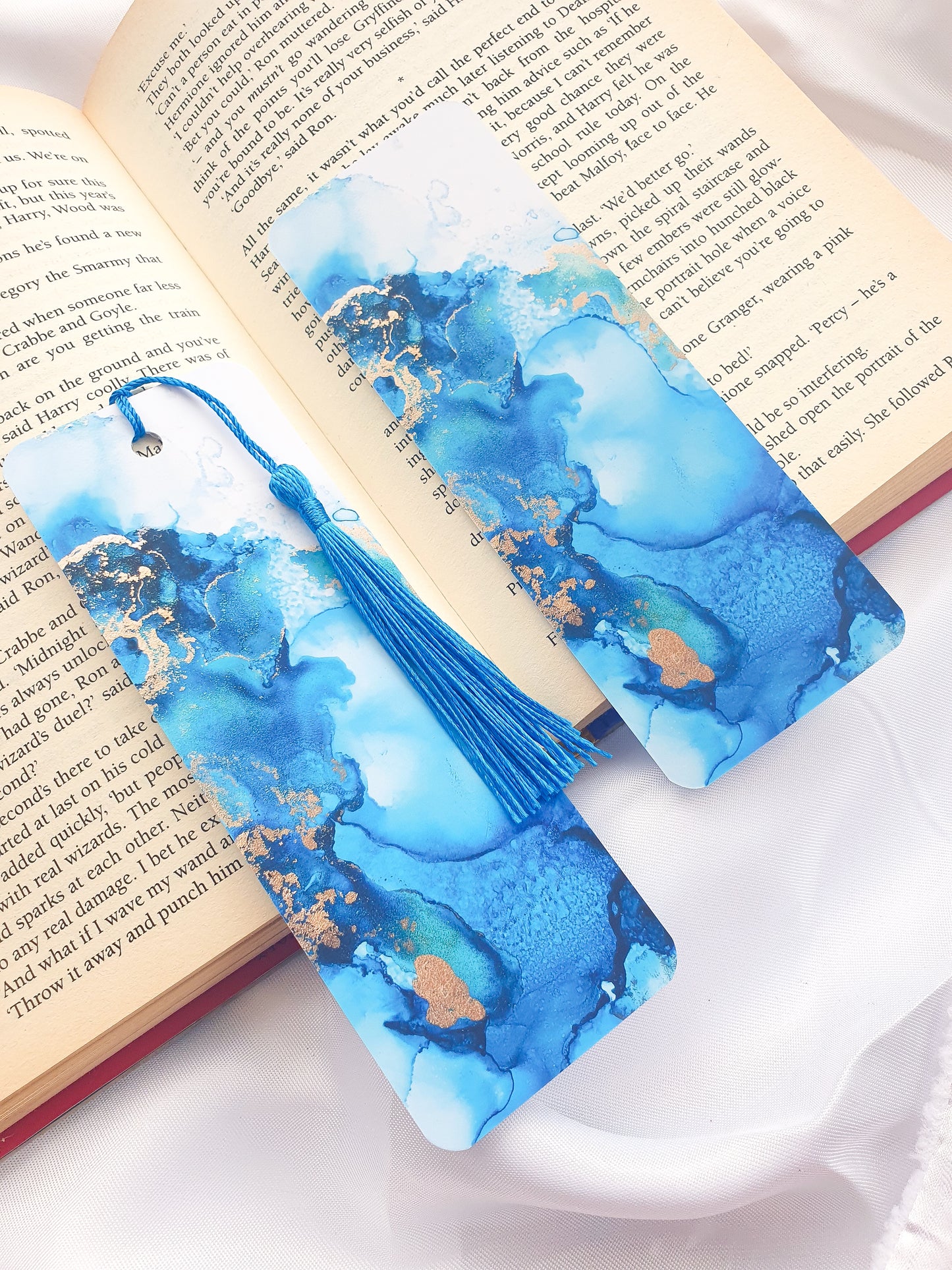 Blue Alcohol Ink bookmark