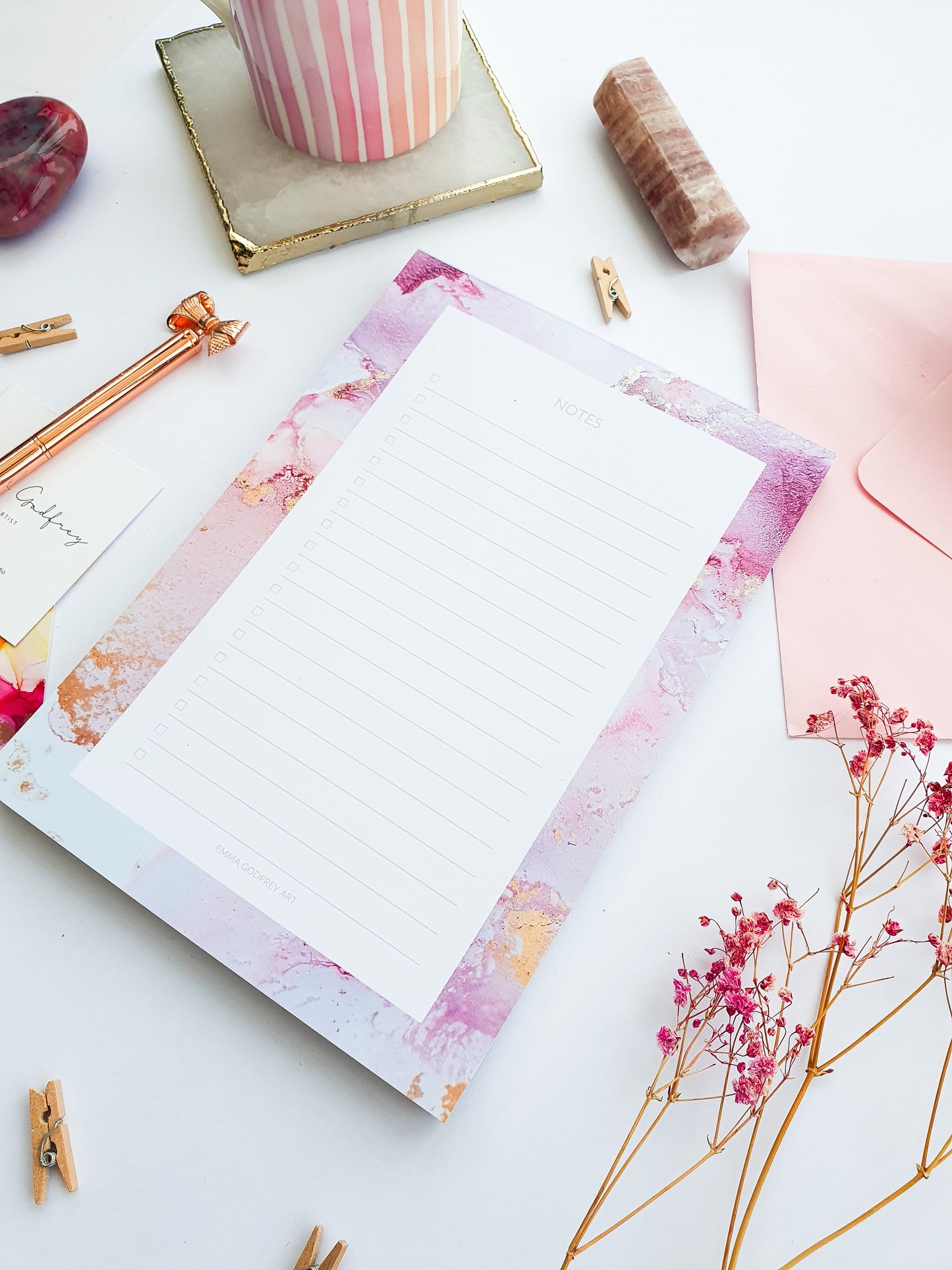 A5 Pink Lined Notepad