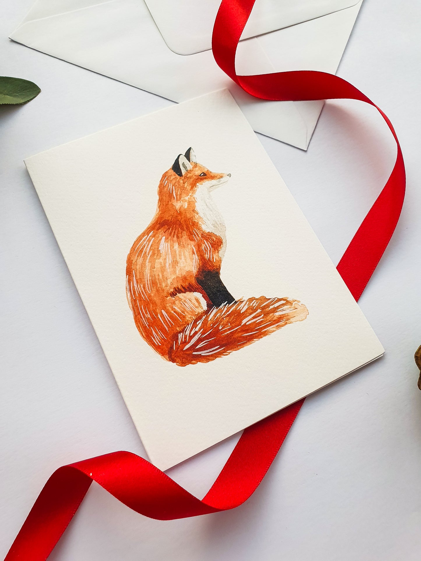 Fox Christmas Greetings Card - Illustrated Watercolour Artwork