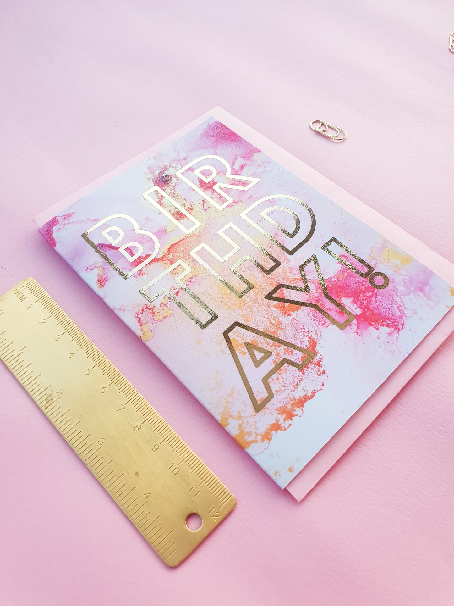 Happy Birthday - Greeting Card - Pink Marble - Gold Foiling - A6