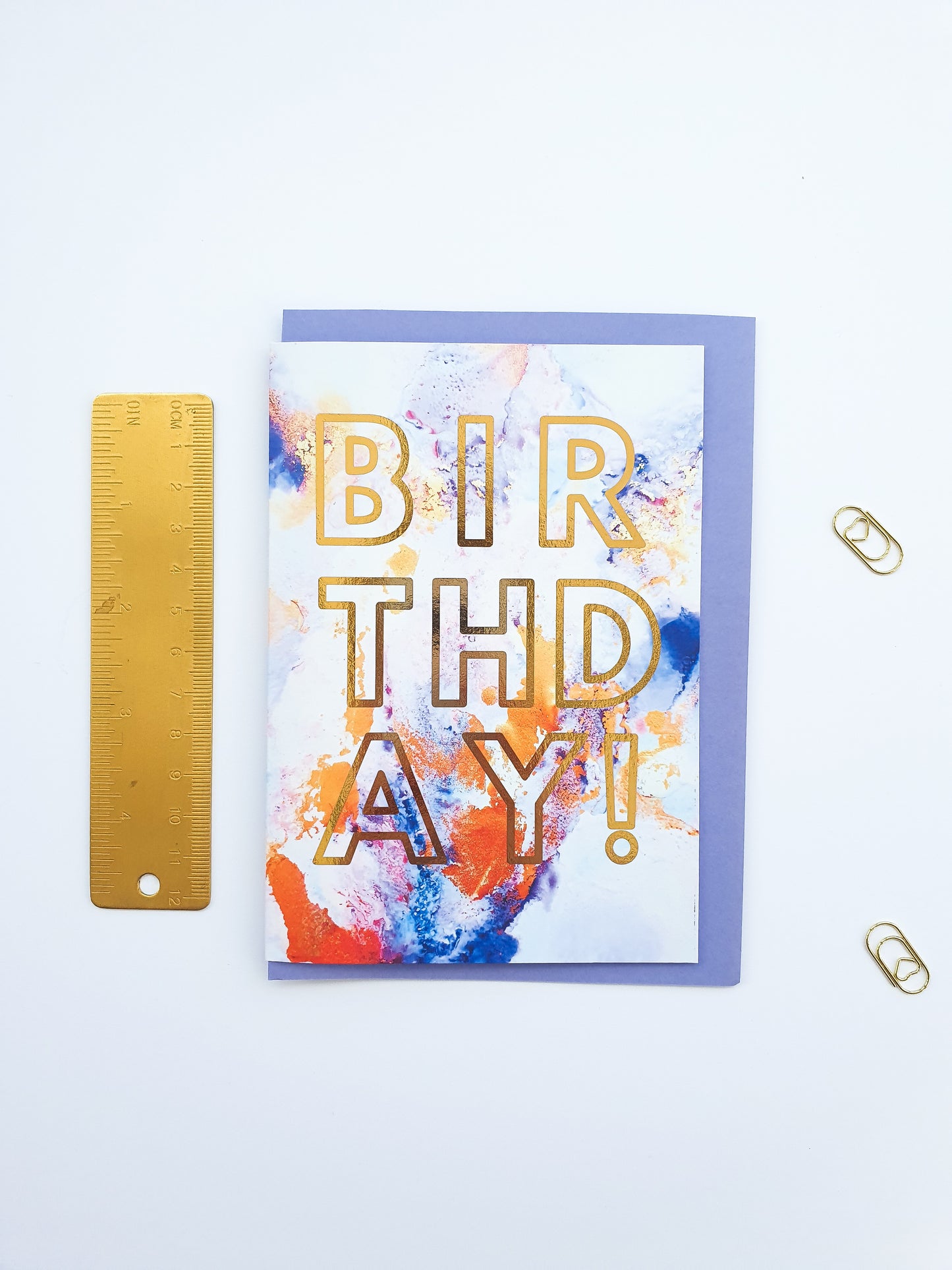 Happy Birthday - Greeting Card - Purple Marble - Gold Foiling - A6