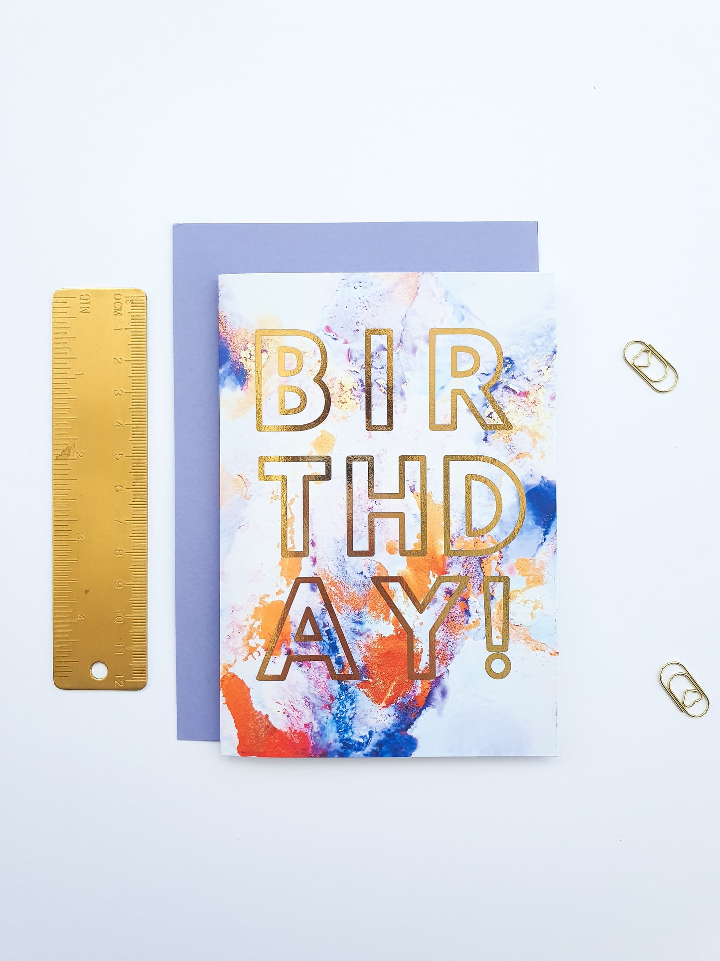 Happy Birthday - Greeting Card - Purple Marble - Gold Foiling - A6