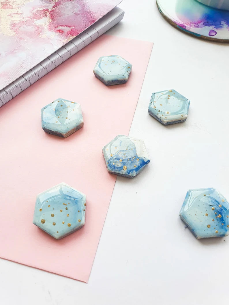 Blue Ceramic Magnets - Set of 6