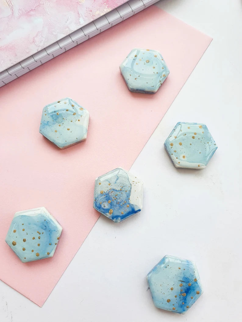 Blue Ceramic Magnets - Set of 6