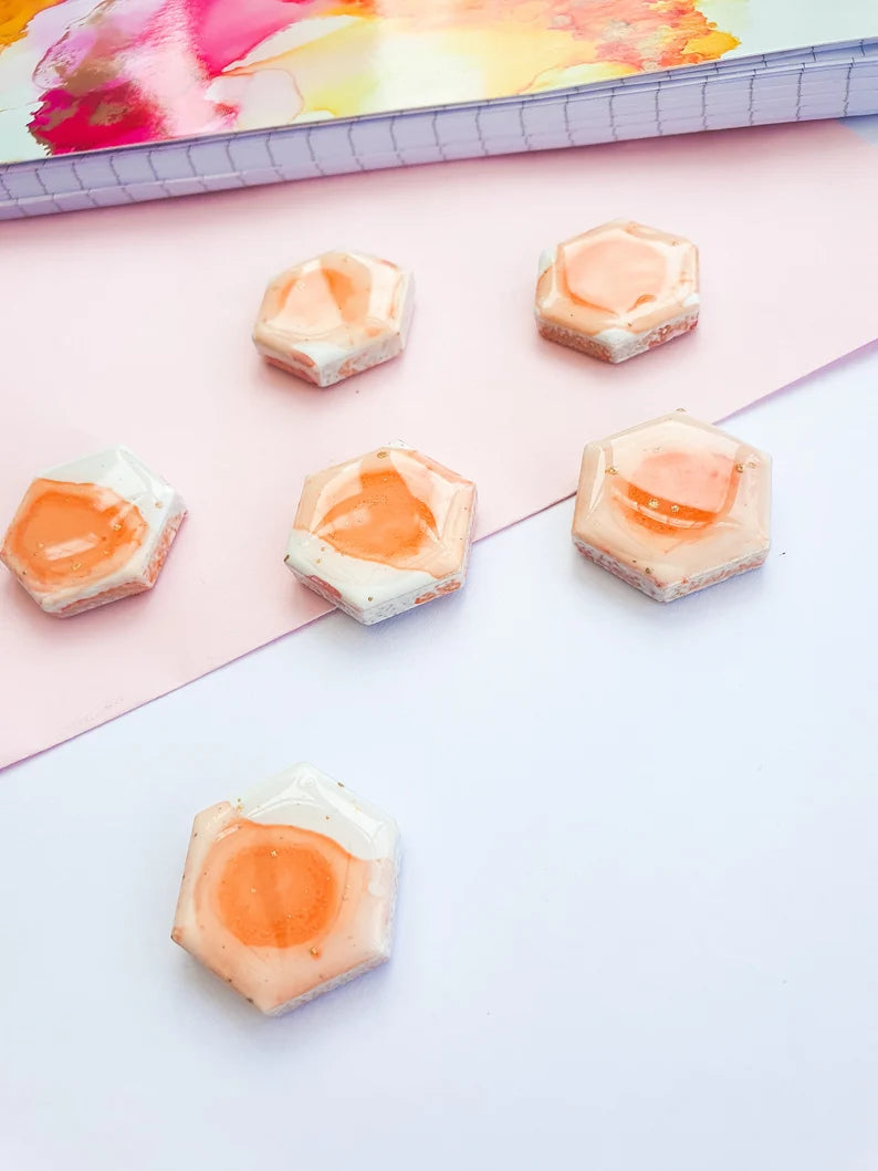 Orange Ceramic Magnets - Set of 6