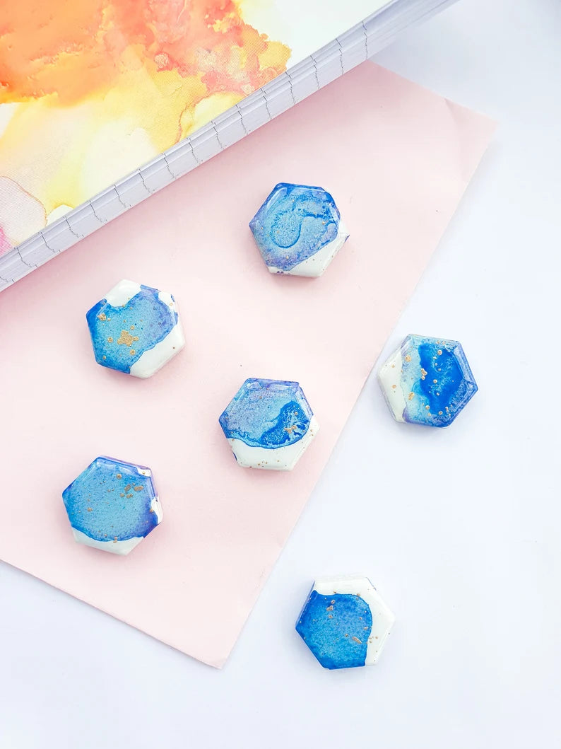 Blue Ceramic Magnets - Set of 6