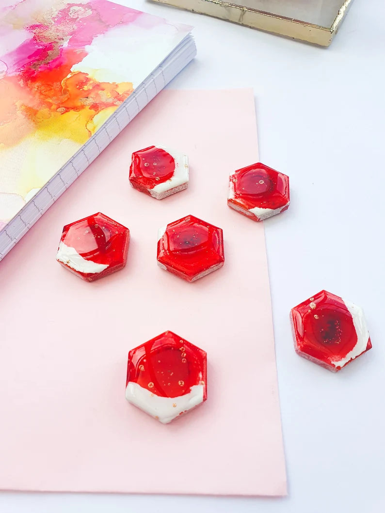 Red Ceramic Magnets - Set of 6