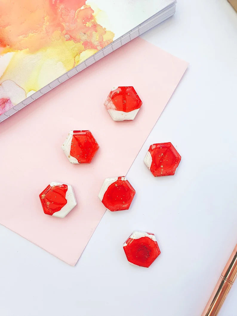 Red Ceramic Magnets - Set of 6