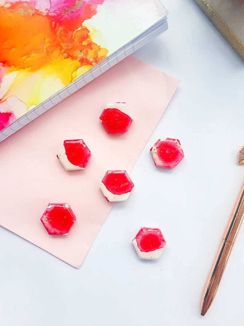 Pink Ceramic Magnets - Set of 6