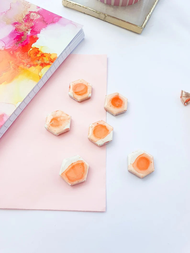 Orange Ceramic Magnets - Set of 6