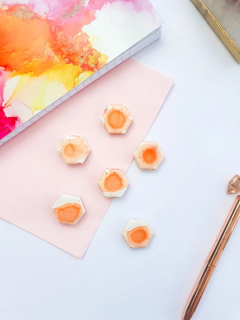 Orange Ceramic Magnets - Set of 6