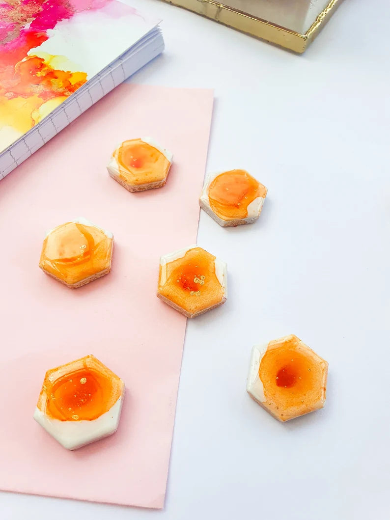 Peach Ceramic Magnets - Set of 6