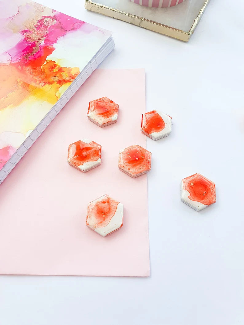 Orange Ceramic Magnets - Set of 6