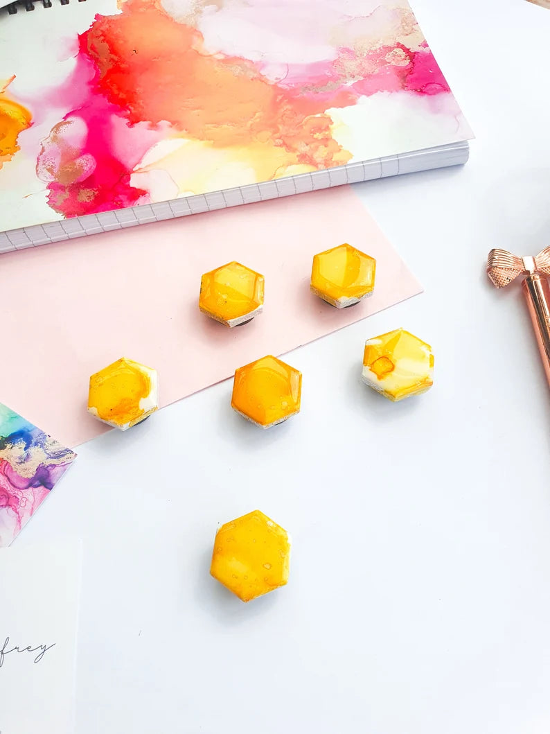 Yellow Ceramic Magnets - Set of 6