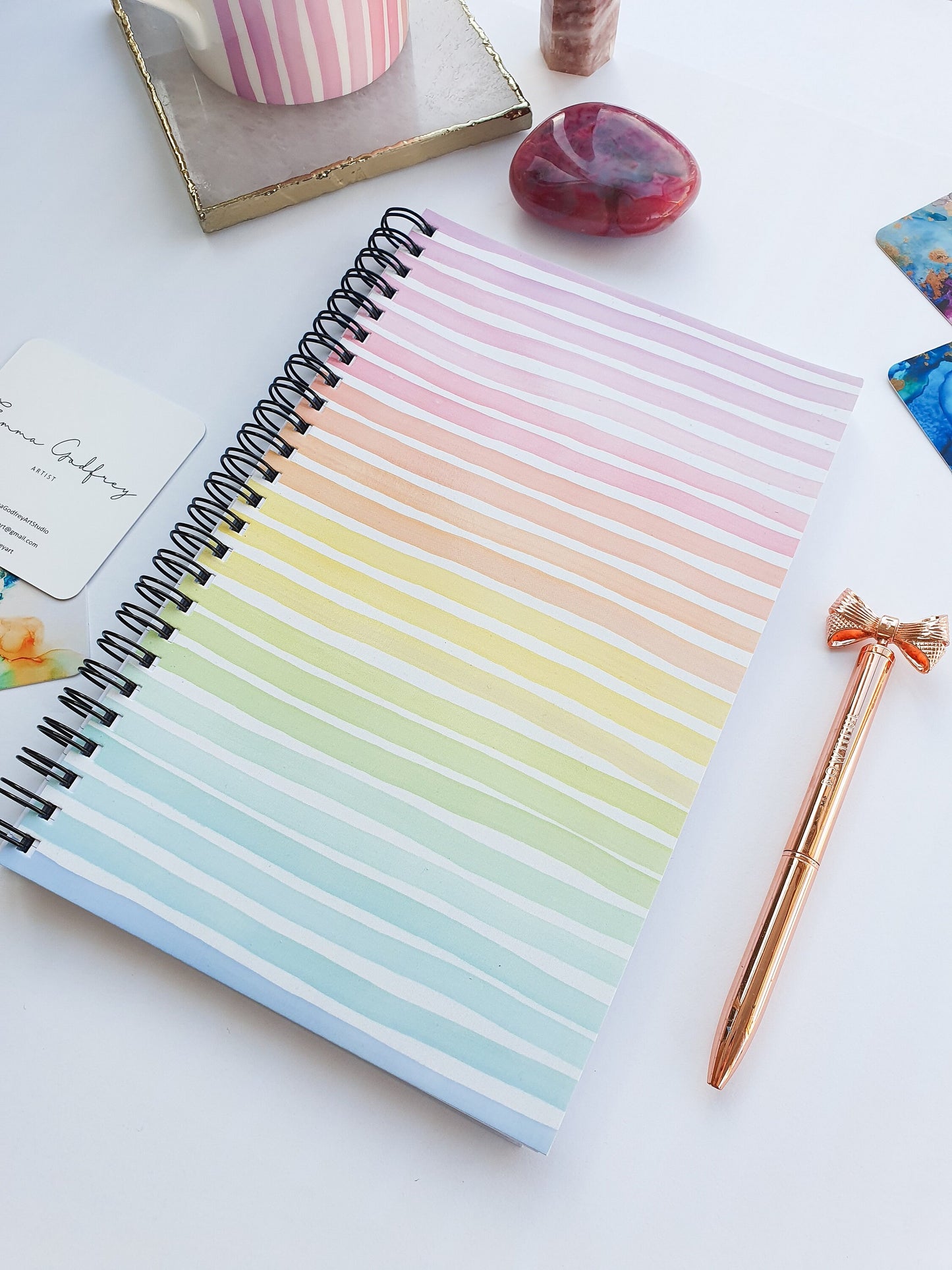 A5 Rainbow Stripe Spiral Bound Notebook