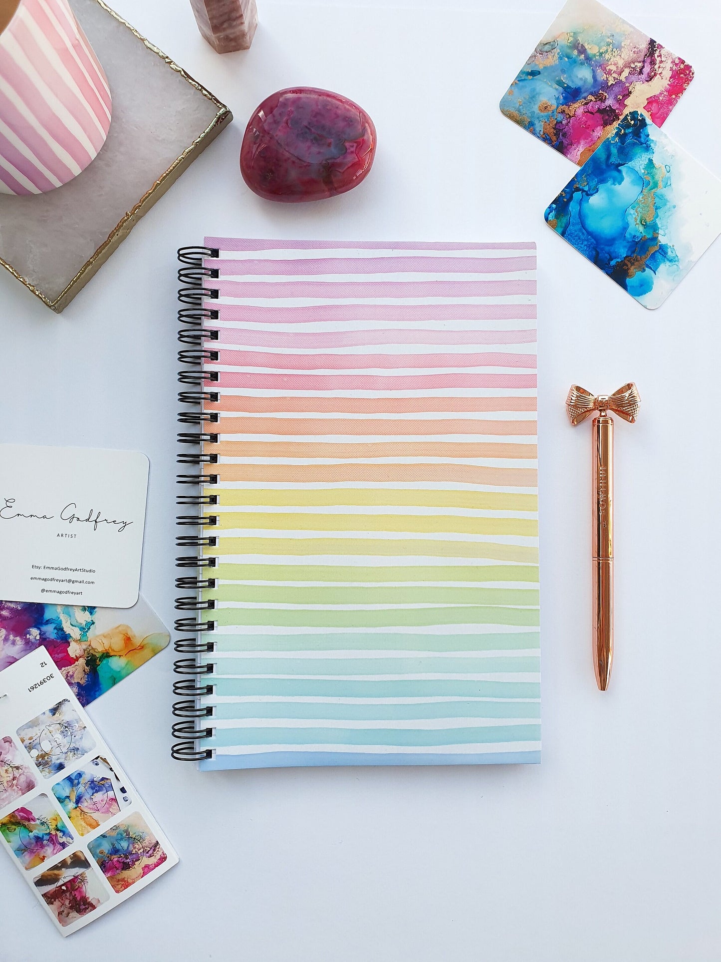 A5 Rainbow Stripe Spiral Bound Notebook